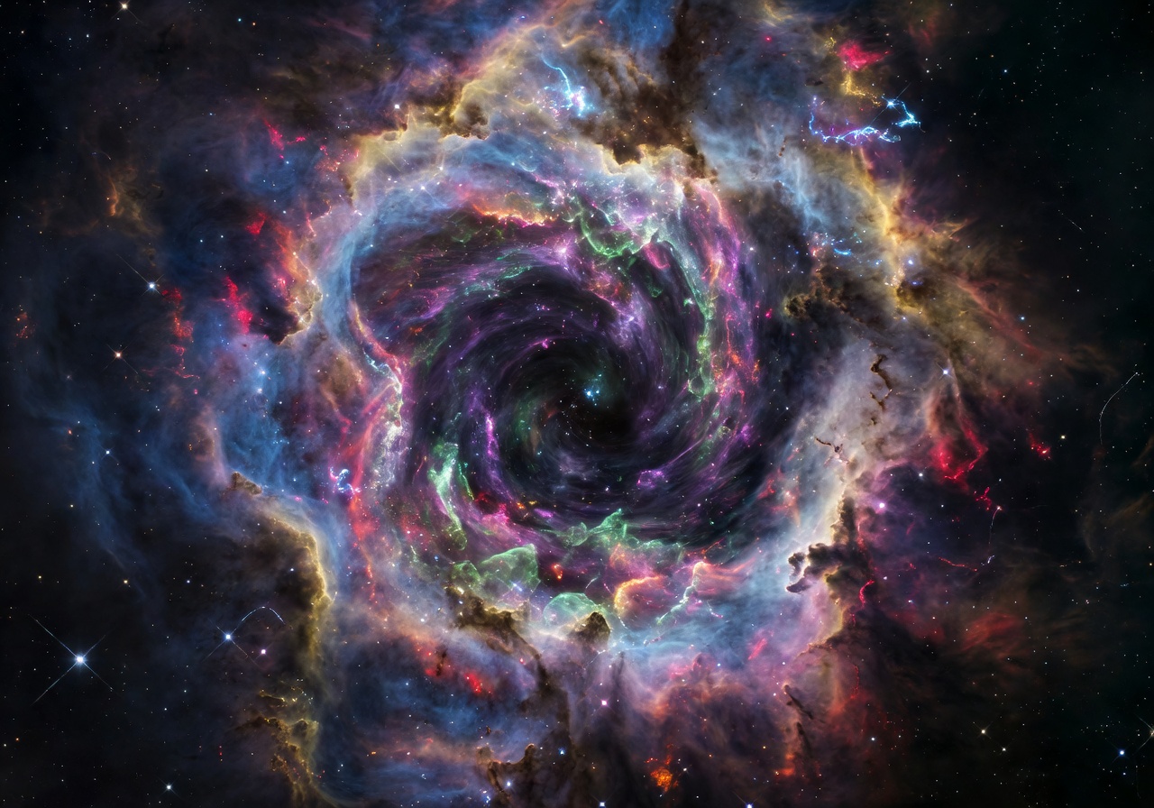 Stellar space cloud and deep portal vortex